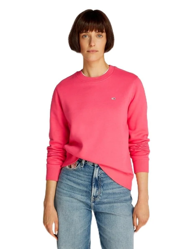 Tommy Jeans Women TJW REG S FLAG CREW Pullover Sweatshirt, Red, XXS