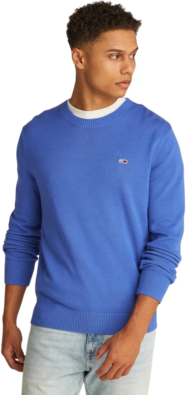 TOMMY JEANS Mens TJM Slim Essential Light Dm0dm18895 Pullover Sweater, Blue, XXL UK