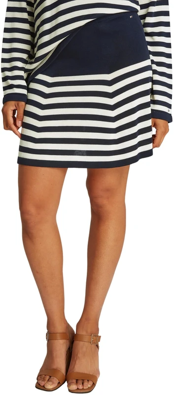 Tommy Hilfiger Women's Lyocell Silk Flare Mini Skirt, Multicolor (Dark Night Navy/Calico STP), XL