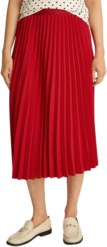 Tommy Hilfiger Women’s Fluid Pleated Pull-On Midi Skirt, Multicolor (Medium Red), 14