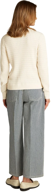 Tommy Hilfiger Women’s Fine Cable Knit Jumper, Beige (Heather Ivory Petal), XXL