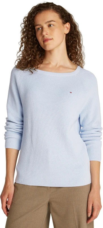 Tommy Hilfiger Women’s Boat Neck Jumper, Blue (Breezy Blue), L