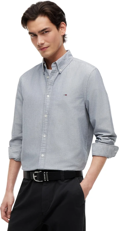 Tommy Jeans Mens TJM Reg Oxford Ext Dm0dm21298 L/S Shirt, Blue (Dark Night Navy), L UK