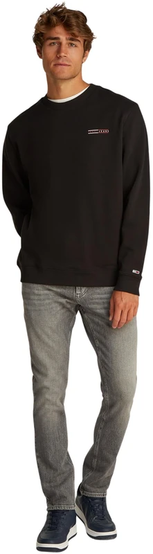 Tommy Jeans Mens Tjm Reg Entry Graphic Crew Ext Dm0dm20849 Pullover Sweatshirt, Black (Black), S UK