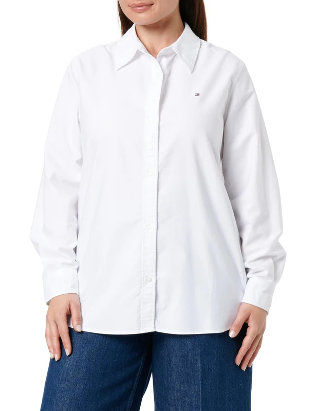 Tommy Hilfiger Women’s Relaxed Fit Oxford Shirt, White (Th Optic White), 10
