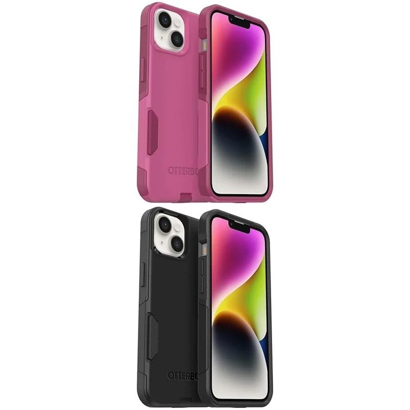 OtterBox iPhone 14 & 13 Commuter Series Case Bundle - Into The Fuchsia & Black, Slim & Tough Protection with Port Covers