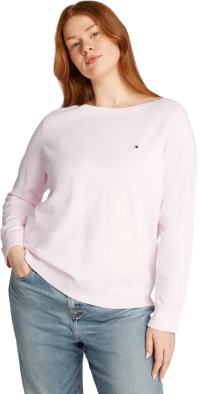 Tommy Hilfiger Women’s Jersey Stitch Boat Neck Jumper, Pink (Light Pink), 20