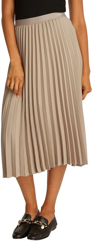 Tommy Hilfiger Women’s Fluid Pleated Pull-On Midi Skirt, Beige (Beige), 14