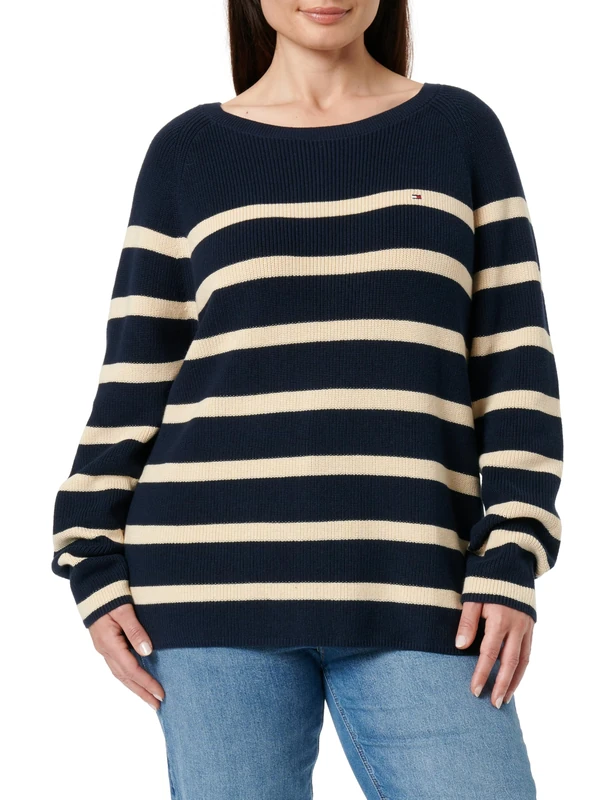 Tommy Hilfiger Women's CO Cardi FINE GG LS Boat-NK SWT WW0WW44975, White, M