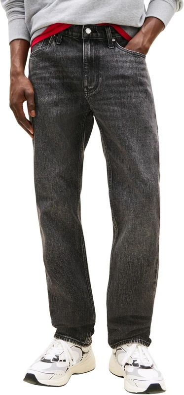 Tommy Jeans Men’s Ryan Slim Straight Leg Jeans, Black (Denim Washed Black), 29W/34L