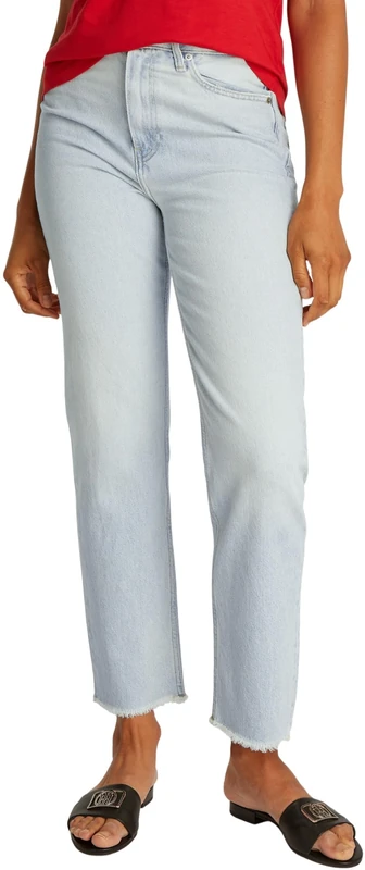 Tommy Hilfiger Women's Classic Straight Leg Sky Ankle Grazer Jeans, White (Sky), 30W/33L