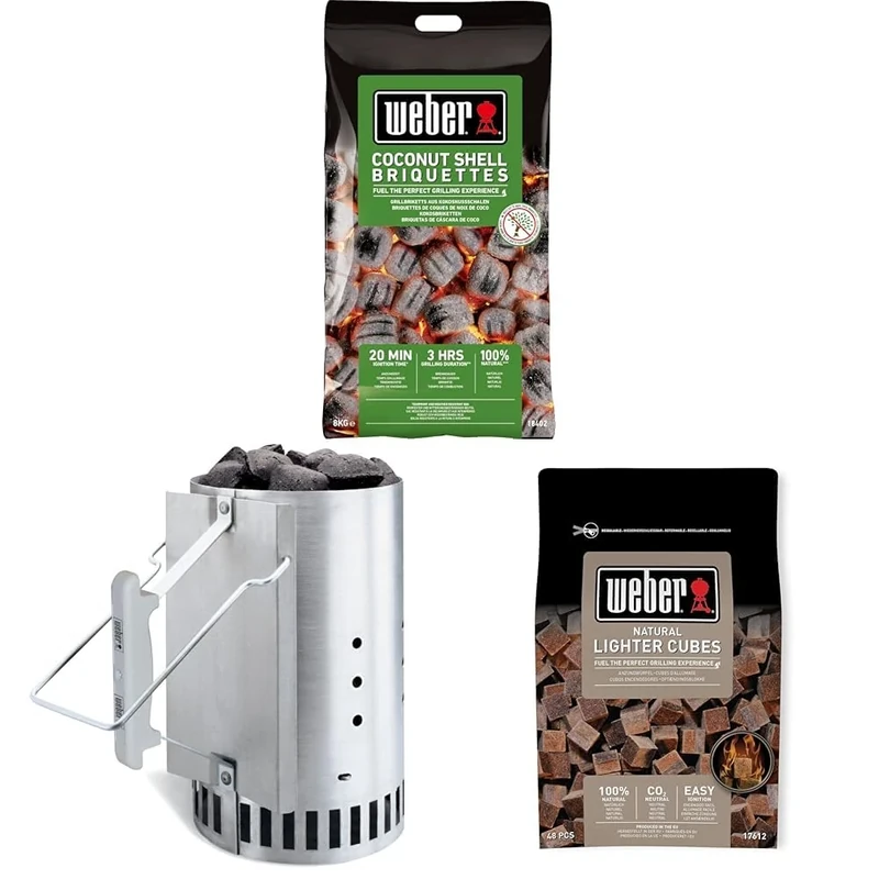 Bundle - Weber Coconut Shell Briquettes 8kg, Black