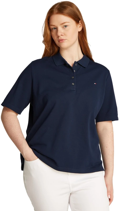 Tommy Hilfiger Women's Regular Fit Short Sleeve Polo Shirt, Blue (Dark Night Navy), 18 - Image 1