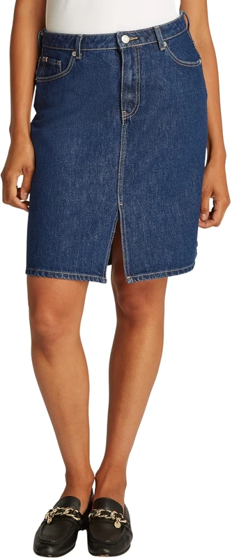 Tommy Hilfiger Women’s Straight Ace Knee Length Denim Skirt, Blue (Ace), 16
