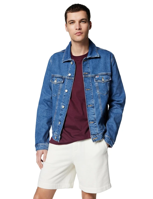 Tommy Jeans Mens Ryan Rglr Trckr Jckt Ext Bi8130 Dm0dm21047 Trucker Jacket, Denim (Denim Medium), XXL UK