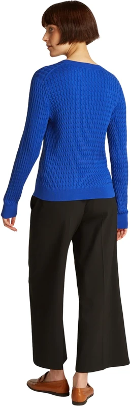 Tommy Hilfiger Women’s Fine Cable Knit Jumper, Blue (Noble Blue), L