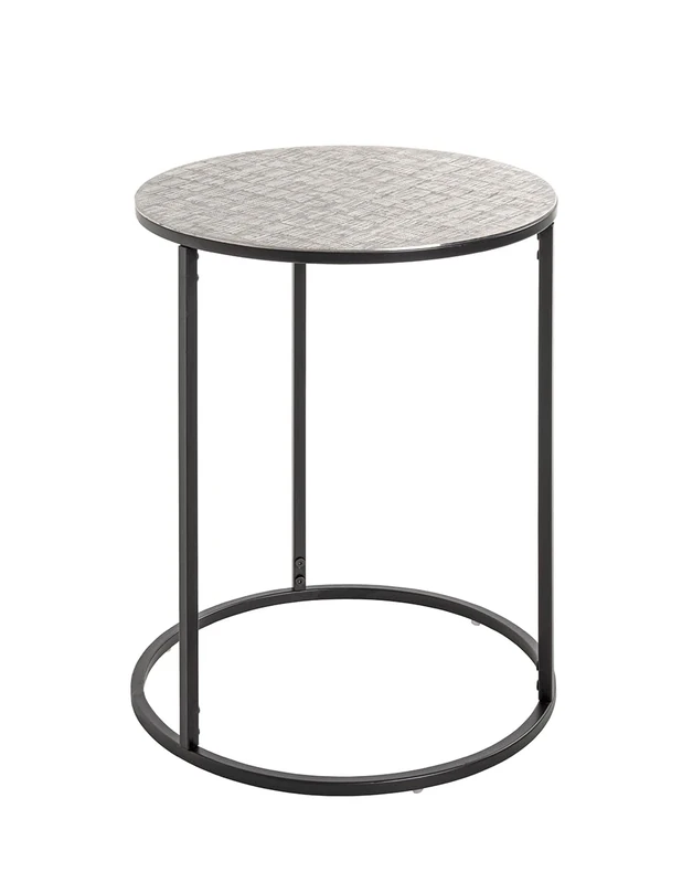 HAKU Möbel End Table Black, Silver, Metal - Size: H 60 cm X Ø 46 cm, Style: Modern