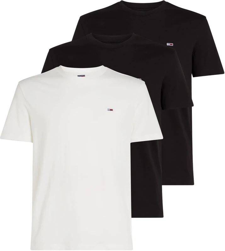 Tommy Jeans Mens TJM Xslim 3 Pack Tee Dm0dm21579 S/S T-Shirt, Multi (Ecru/Black/Black), 3XL Plus UK