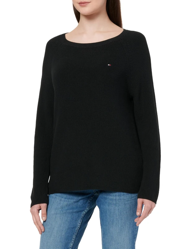 Tommy Hilfiger Women's CO Cardi FINE GG LS Boat-NK SWT WW0WW44975, Black, XS