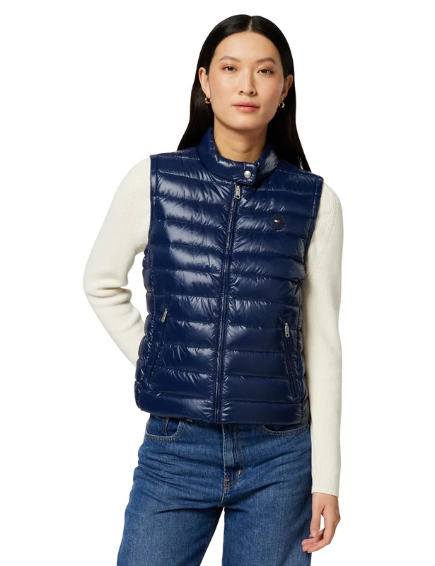 Tommy Hilfiger Women’s Mock Collar Gilet, Blue (Dark Night Navy), XXL