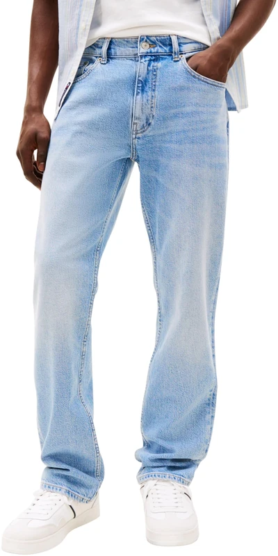 Tommy Jeans Men’s Ryan Slim Straight Leg Jeans, Blue (Denim Light), 32W/34L