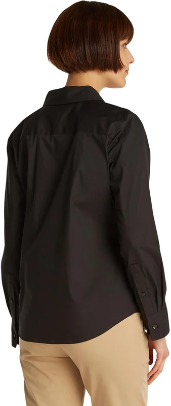 Tommy Hilfiger Women’s Regular Fit Poplin Shirt, Black (Black), 8