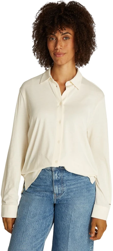 Tommy Hilfiger Women’s Casual Regular Fit Shirt, Beige (Calico), XS