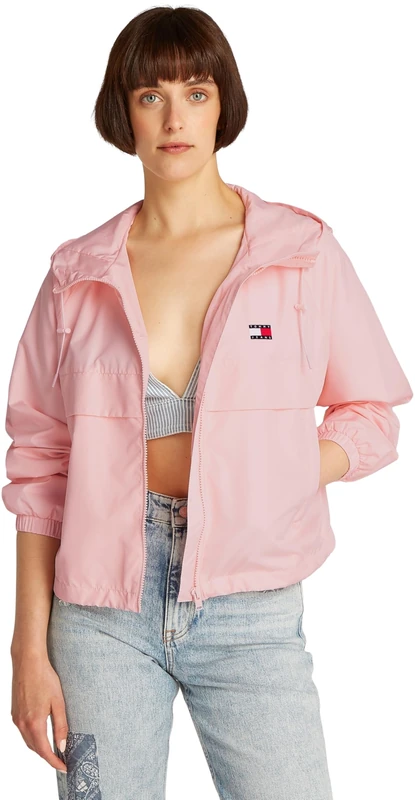 Tommy Jeans Women's TJW ESSENTIAL WINDBREAKER EXT DW0DW20672 Windbreaker Jacket, Pink (Precious Pink), XXL_Plus