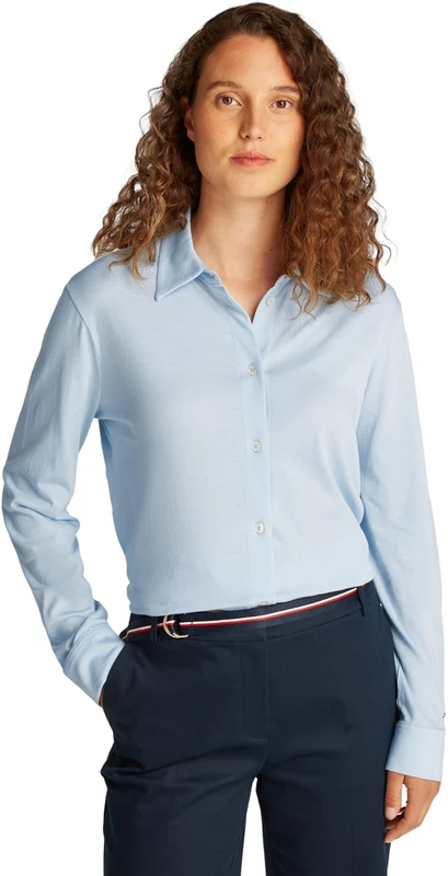 Tommy Hilfiger Women’s Casual Regular Fit Shirt, Blue (Breezy Blue), XL