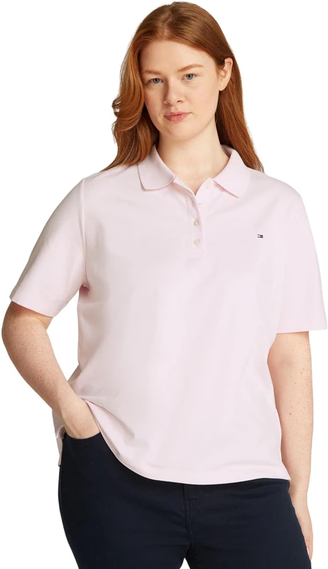 Tommy Hilfiger Women's Regular Fit Short Sleeve Polo Shirt, Pink (Light Pink), 24