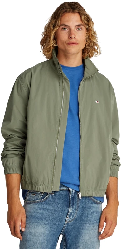 Tommy Jeans Men’s Essential Stand Collar Windbreaker, Green (Aruba Green), XXL