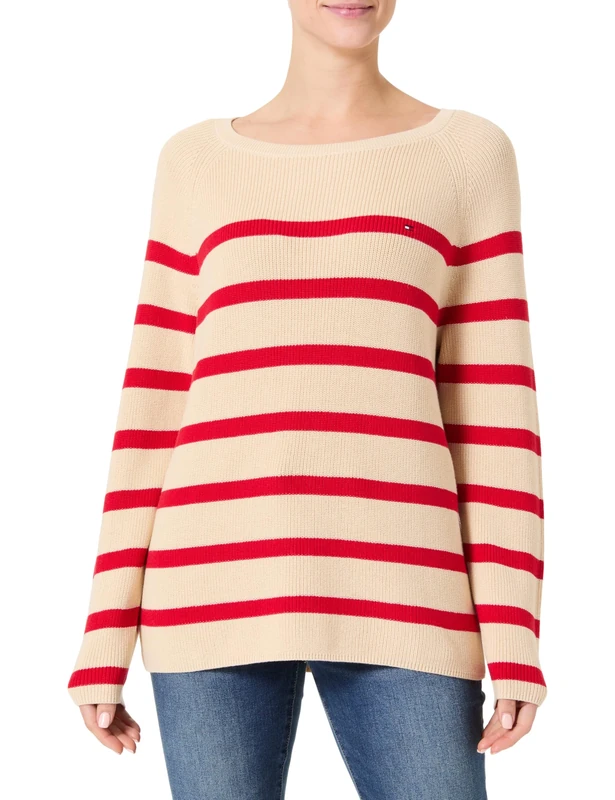 Tommy Hilfiger Women's CO Cardi FINE GG LS Boat-NK SWT WW0WW44975, White, XXL