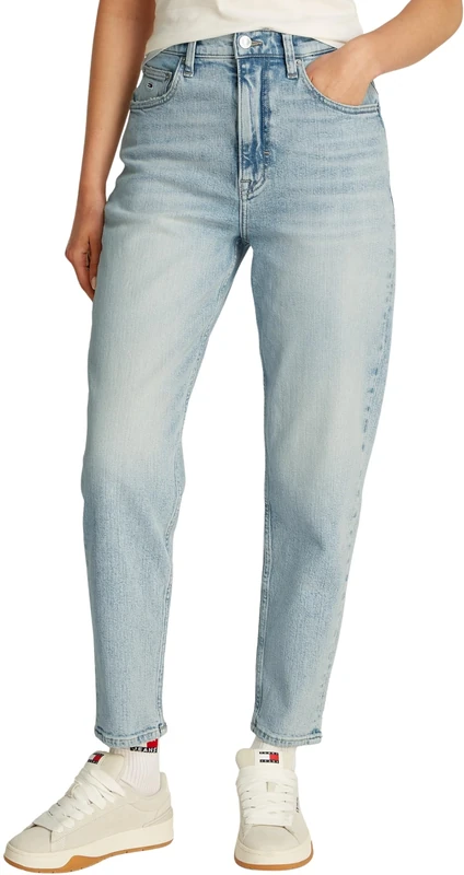 Tommy Jeans Women's Mom Jean Uh TPR Bi5115 Dw0Dw20656 Tapered, Denim (Denim Ultra Light), 34W / 34L