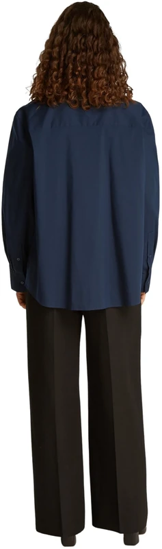 Tommy Hilfiger Women’s Regular Fit Poplin Shirt, Blue (Dark Night Navy), 6