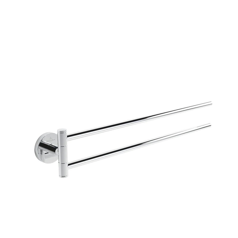 Villeroy & Boch Elements - Tender Double Arm Towel Rail Bathroom Wall Mounted Towel Rail Zinc Towel Rail Round Length 400 mm Chrome