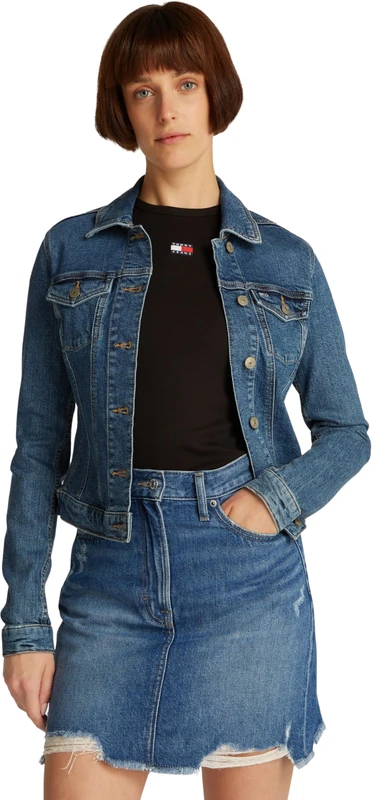 Tommy Jeans Womens Vivianne Skn Ext Bi8130 Dw0dw20120 Trucker Jacket, Denim (Denim Medium), XL UK