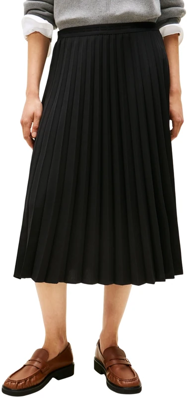 Tommy Hilfiger Women’s Fluid Pleated Pull-On Midi Skirt, Black (Black), 10