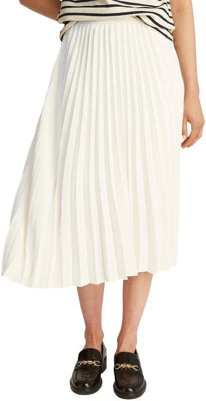 Tommy Hilfiger Women’s Fluid Pleated Pull-On Midi Skirt, Off-White (Ivory Petal), 16
