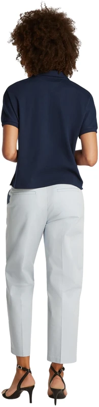 Tommy Hilfiger Women’s Short Sleeve Relaxed Lyocell Polo Shirt Without Button Placket, Blue (Dark Night Navy), XXS