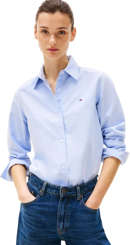 Tommy Hilfiger Women’s Relaxed Fit Oxford Shirt, Blue (Mid Blue), 10