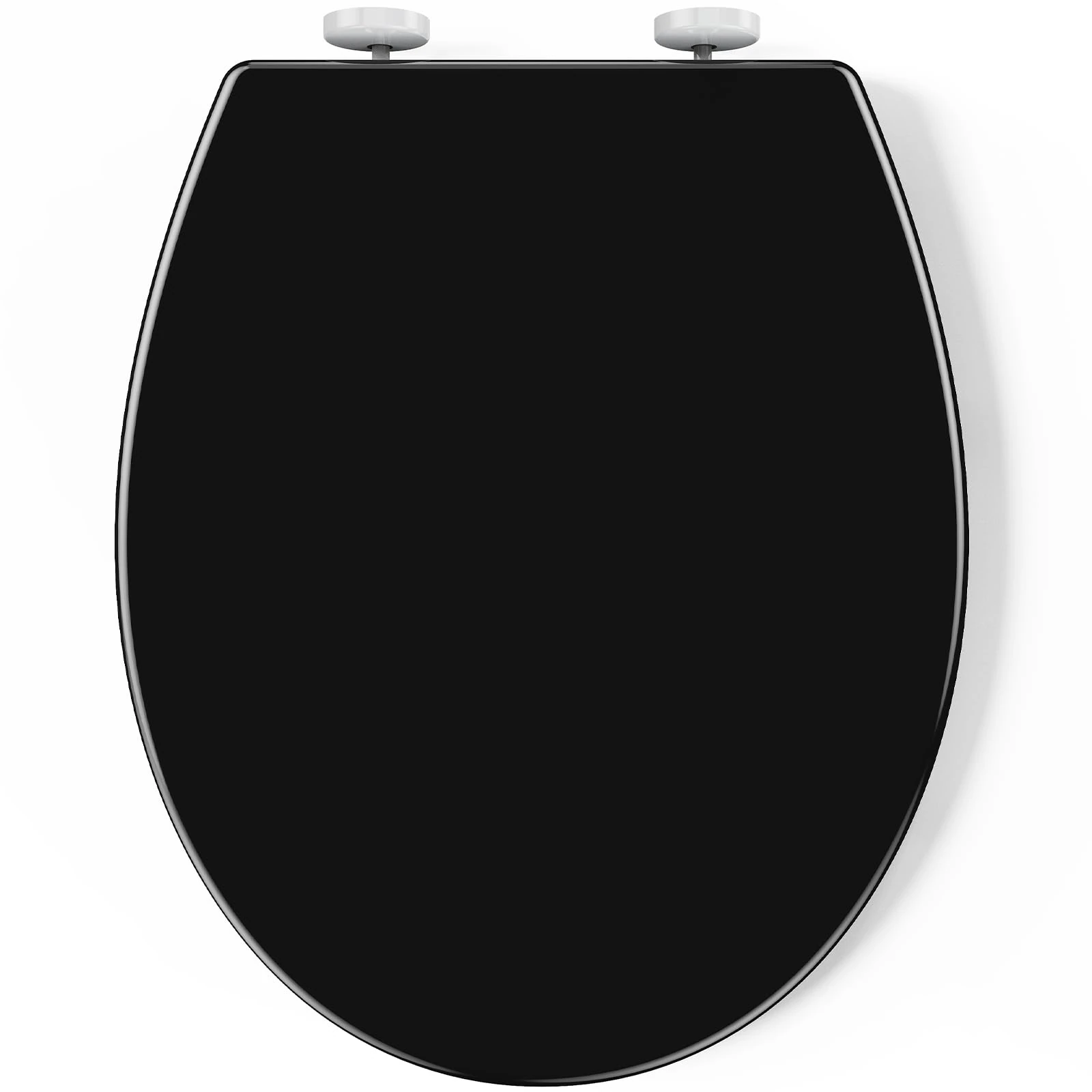 Pipishell Soft Close Toilet Seat, Toilet Seat with Quick Release for Easy Clean, Simple Top Fixing, Standard Toilet Seats White with Adjustable Hinges, O Shape Black