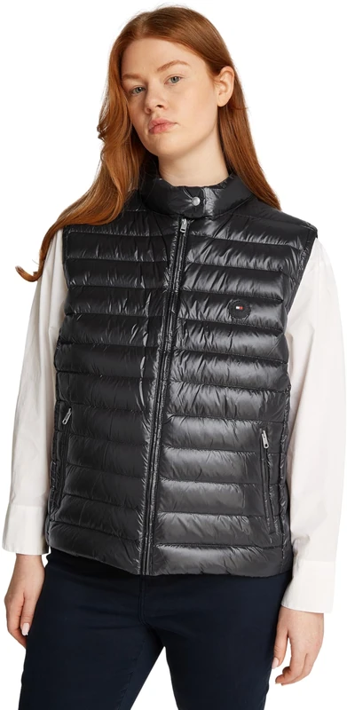 Tommy Hilfiger Women’s Mock Neck Gilet with Zip, Black (Black), 22