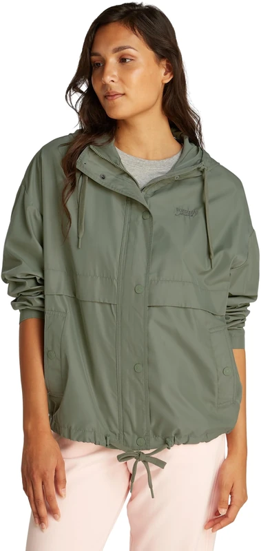 Tommy Jeans Women’s Oversized Windbreaker with Hood, Green (Aruba Green), XL