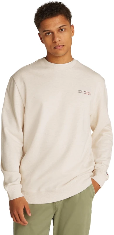 Tommy Jeans Mens Tjm Reg Entry Graphic Crew Ext Dm0dm20849 Pullover Sweatshirt, Beige (Oat Marl Htr), S UK