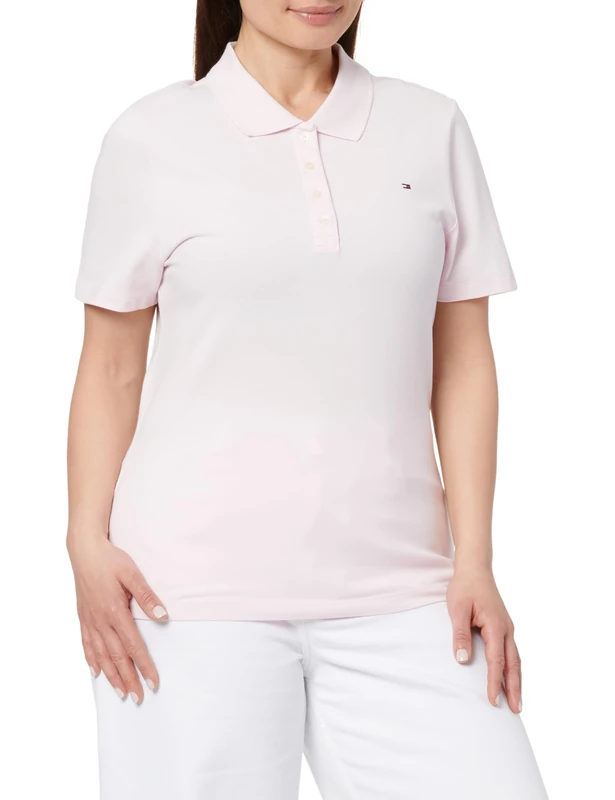 Tommy Hilfiger Women's Short Sleeve Slim Fit Polo Shirt, Pink (Light Pink), S