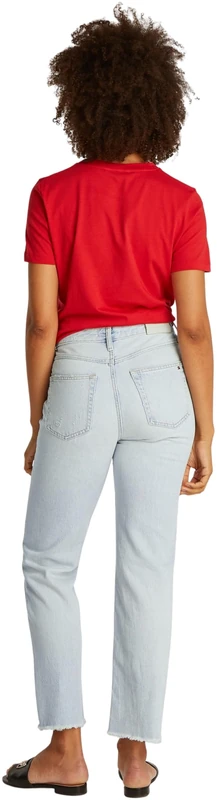 Tommy Hilfiger Women's Classic Straight Leg Sky Ankle Grazer Jeans, White (Sky), 30W/24L