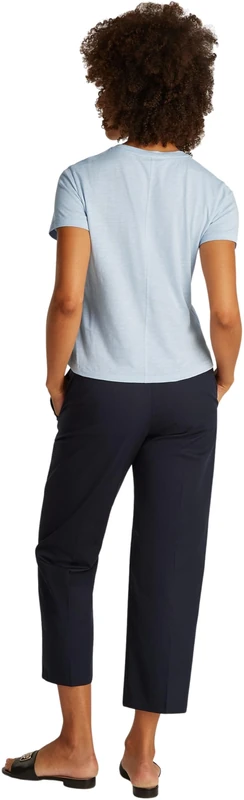 Tommy Hilfiger Women’s Short Sleeve Round Neck Slim T-Shirt, Blue (Breezy Blue), S