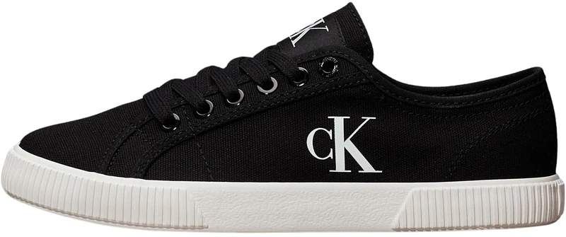 Calvin Klein Women’s Essential Low Top Vulcanised Trainers, Black (Black/Bright White), 5