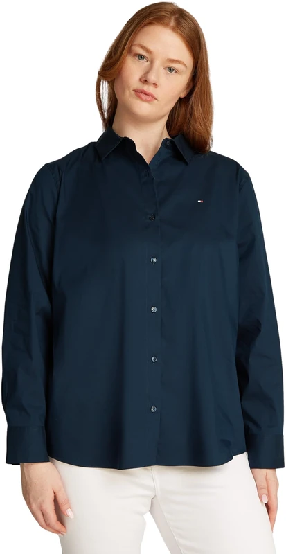 Tommy Hilfiger Women’s Regular Fit Poplin Shirt, Blue (Dark Night Navy), 20 - Image 1