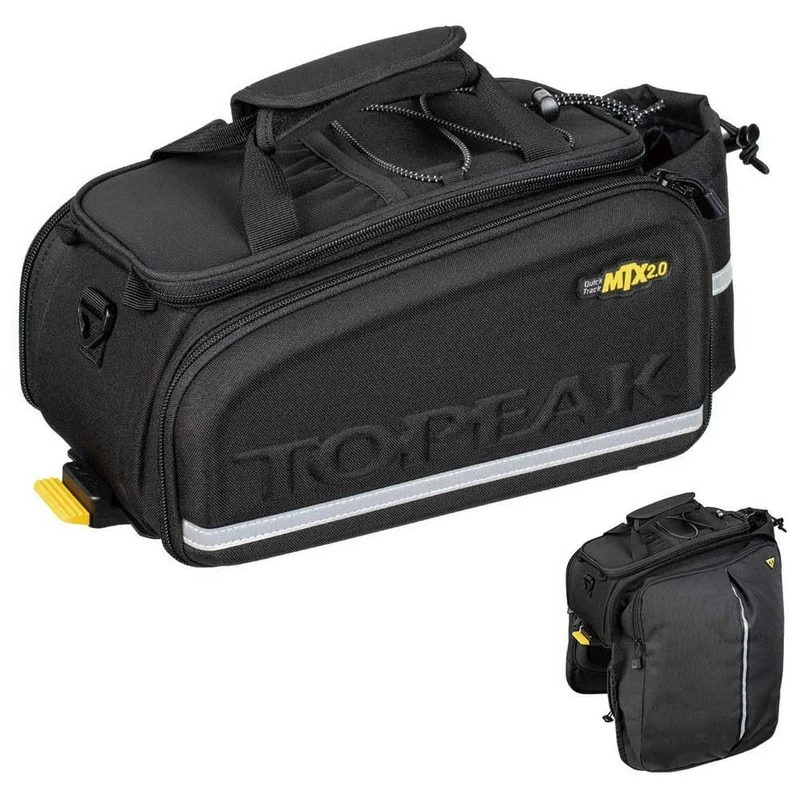 Topeak MTX 2.0 TrunkBag EXP Water Resistant Cycle Trunk Bag with Expandable Pannier Sides, Compatible with All MTX QuickTrack 2.0 Racks, Black